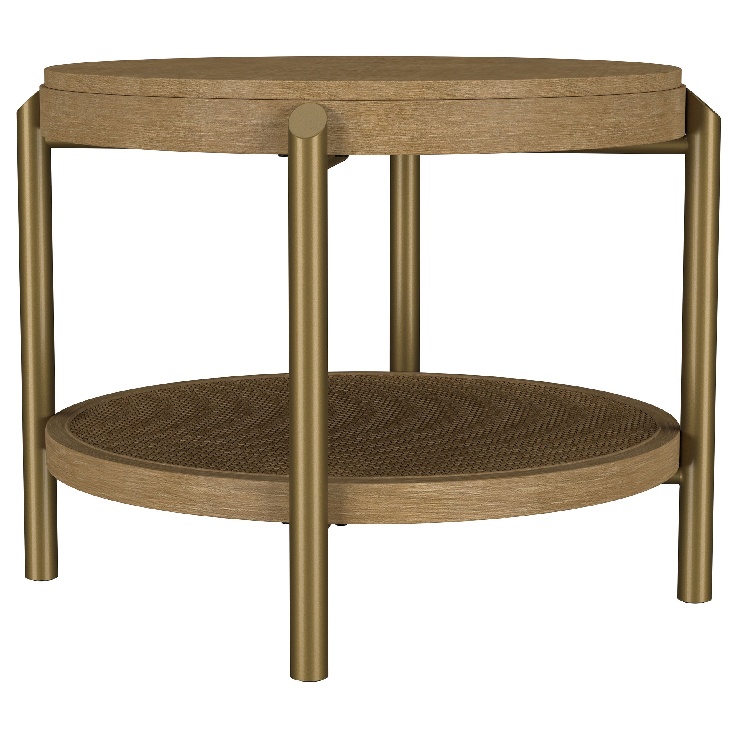 Arini Round End Side Table With Storage Shelf Black