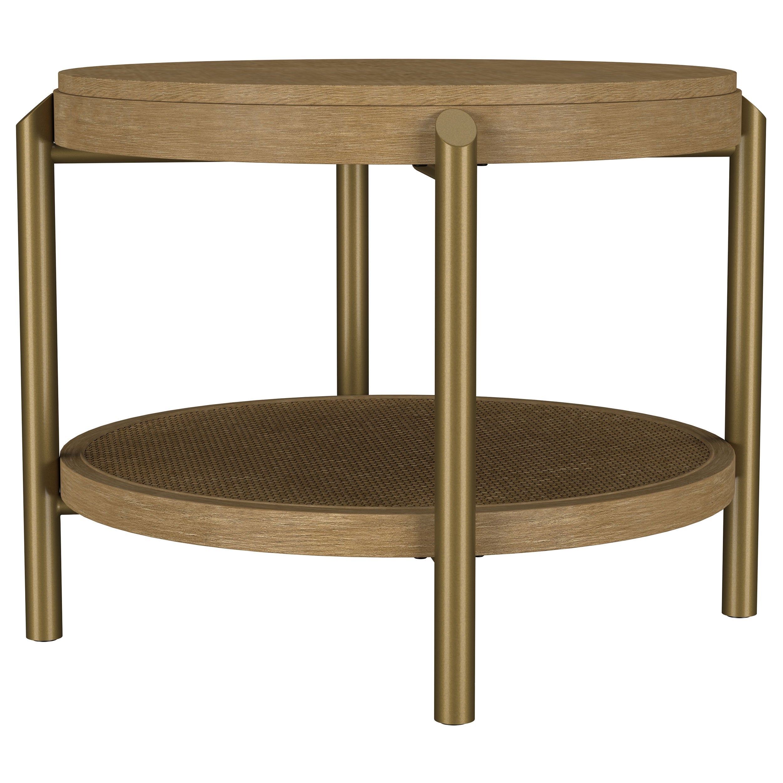 Arini Round End Side Table With Storage Shelf Black