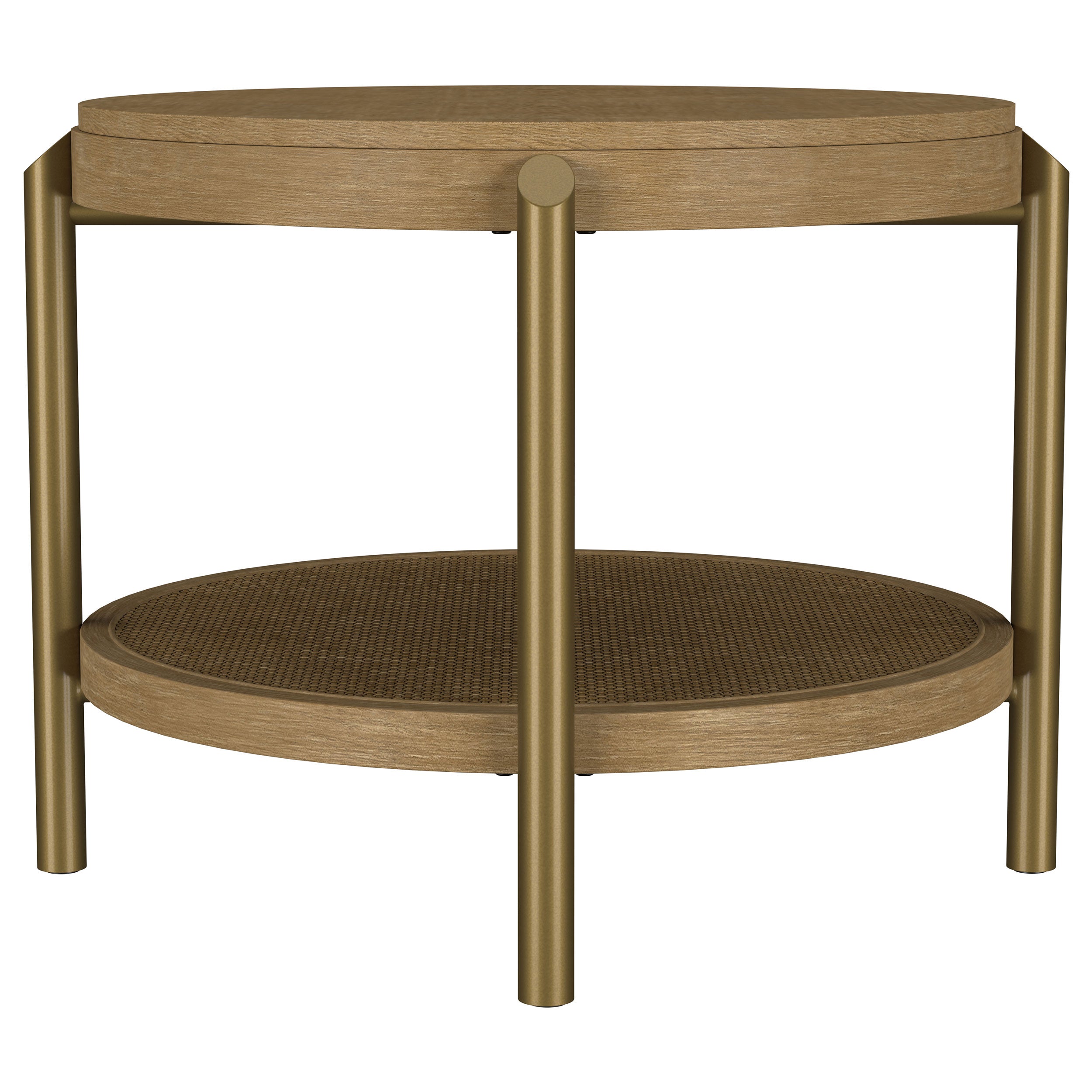 Arini Round End Side Table With Storage Shelf Black
