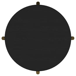 Arini Round End Side Table With Storage Shelf Black