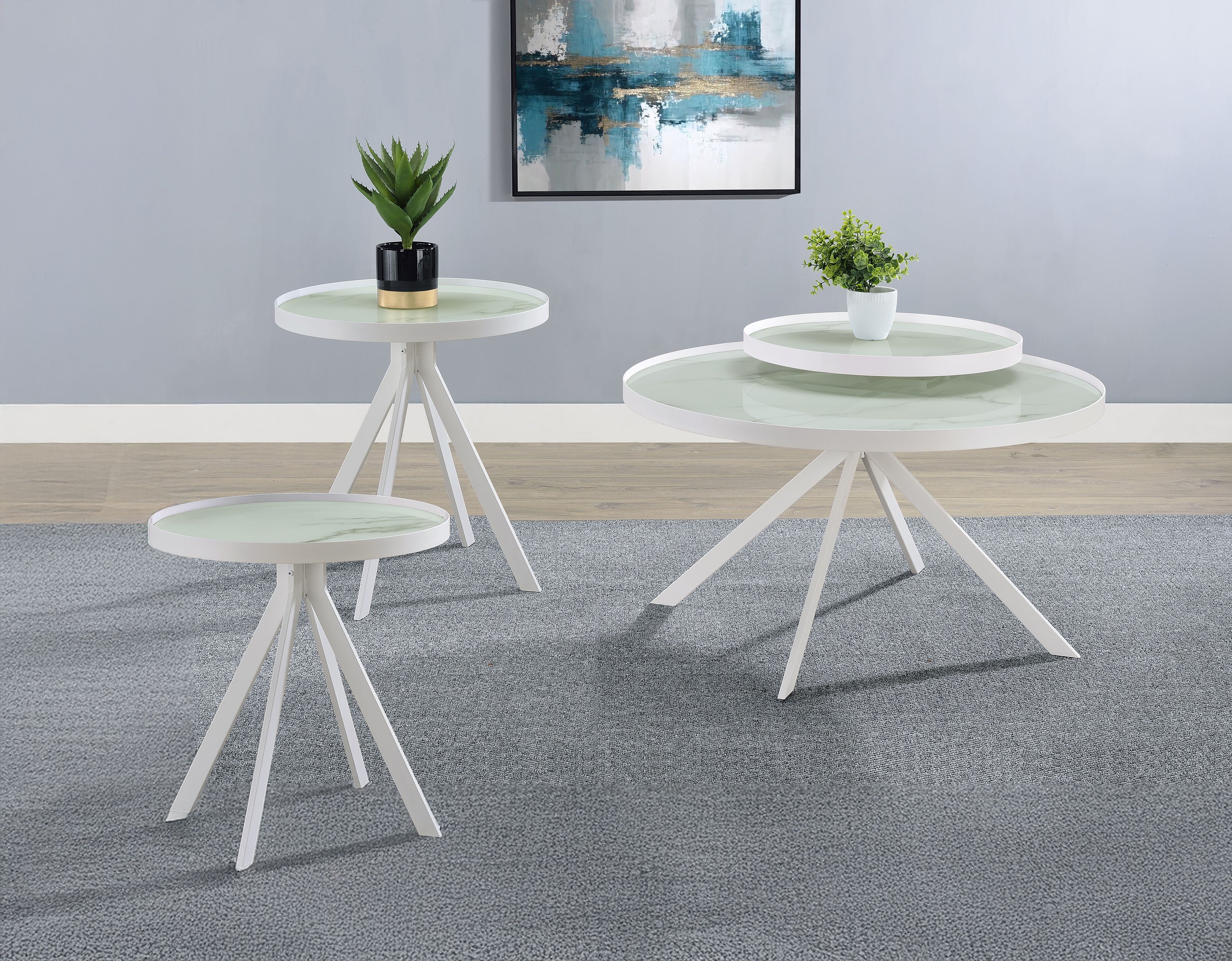 Briggs Round Coffee and End Table Set Black