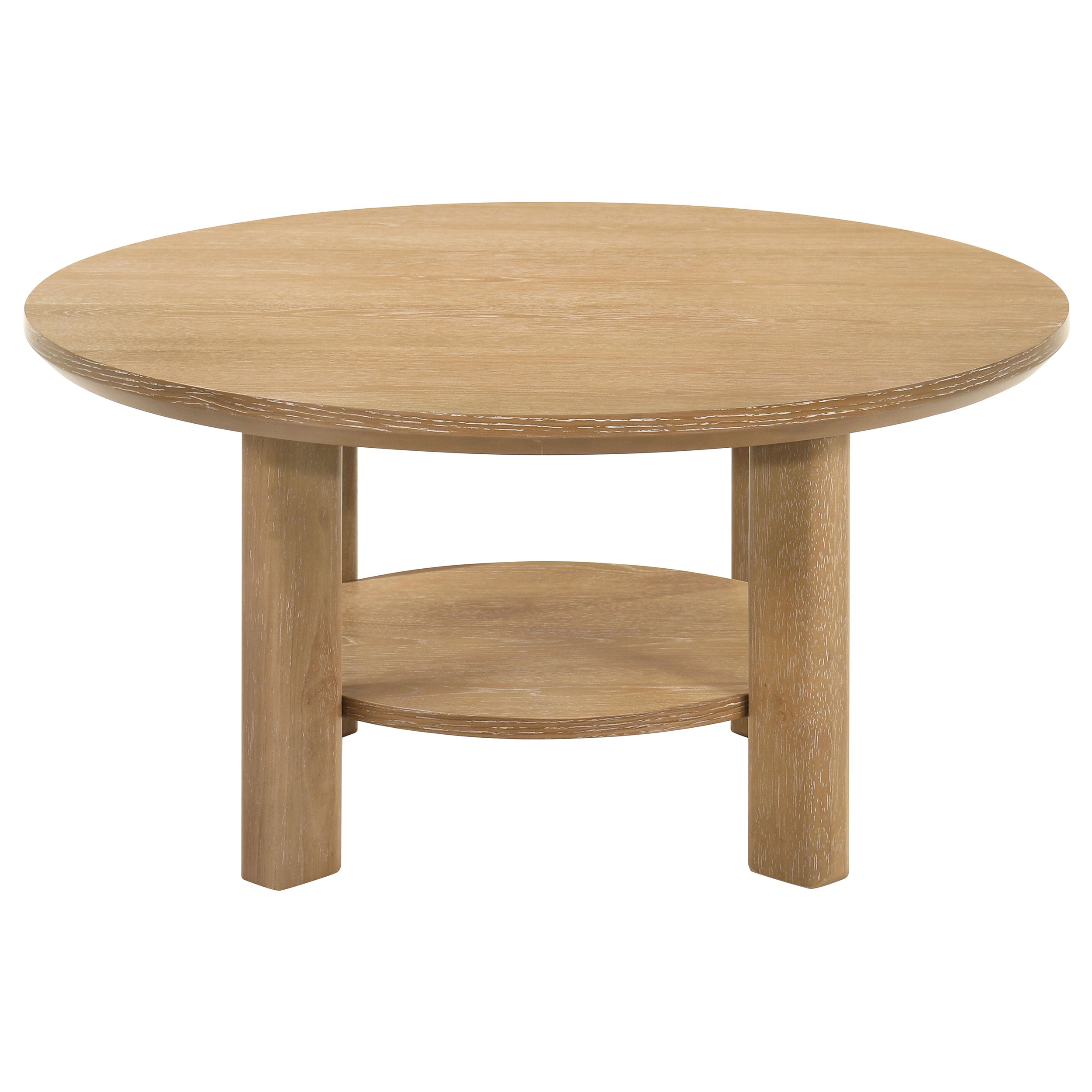 Ottowa Round Wood Coffee Table Set Light Oak