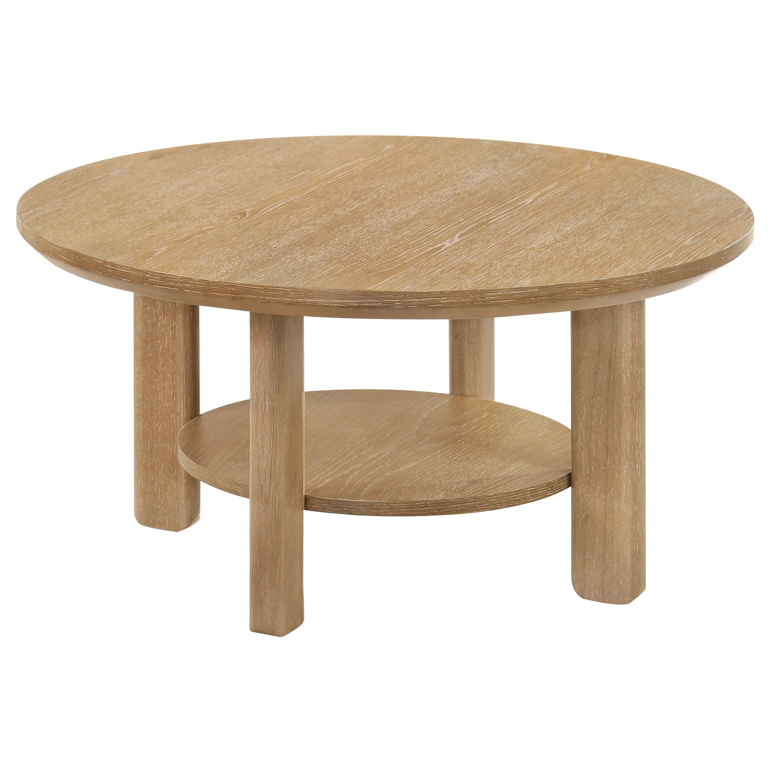Ottowa Round Wood Coffee Table Set Light Oak