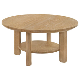 Ottowa Round Wood Coffee Table Set Light Oak