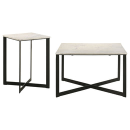 Tobin Marble Top Coffee and End Table Set White