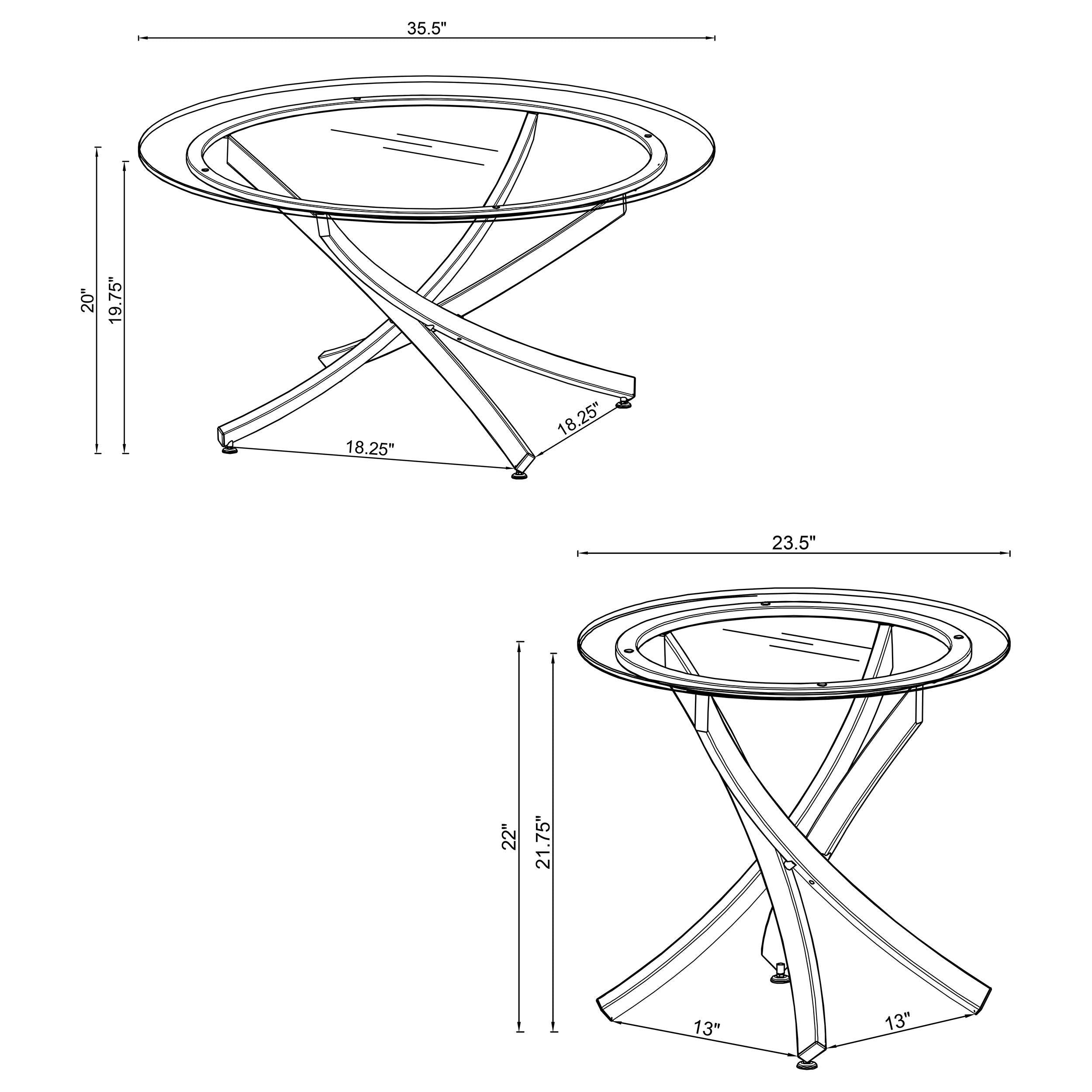 Brooke Round Coffee and End Table Set Chrome