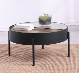 Ozella Round Coffee Table with Hidden Storage Sandy Black