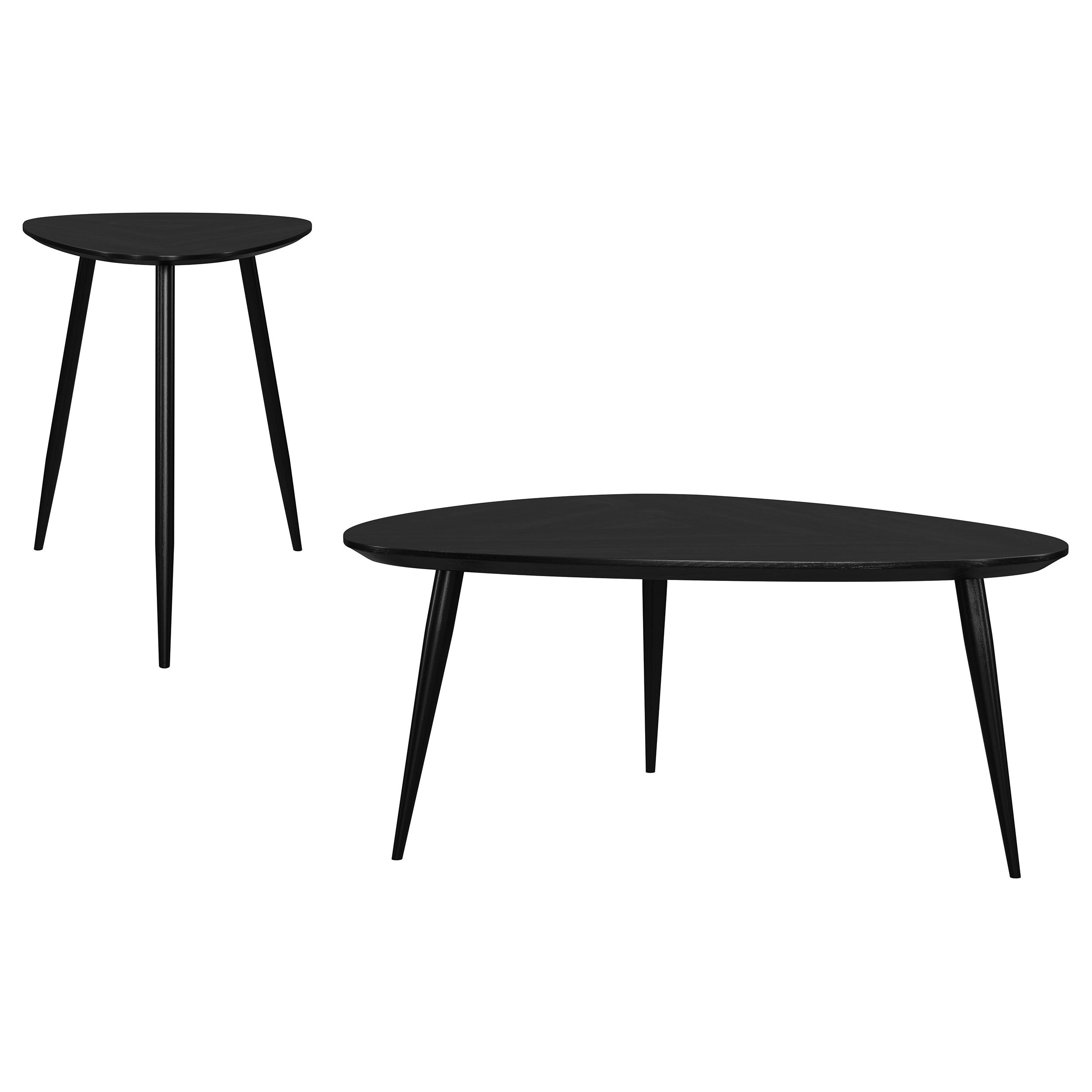 Odessa Triangular Coffee and End Table Set Black
