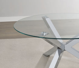 Kenzie Round Tempered Glass Top End Side Table Chrome