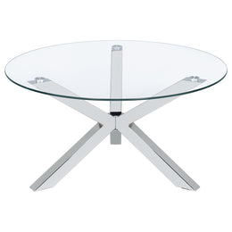 Kenzie Round Coffee and End Table Set Chrome