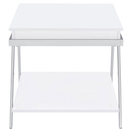 Marcia Rectangular Side End Table White High Gloss