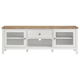 Hollis 2-door Wood 67-inch TV Stand with Drawer Brown and White
