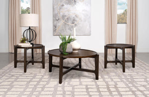 Cota Solid Wood Coffee and End Table Set Dark Brown