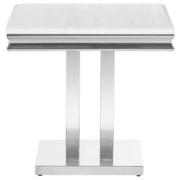 Kerwin Square Stone Top End Table White and Chrome
