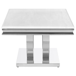 Kerwin Rectangular Stone Top Coffee Table White and Chrome