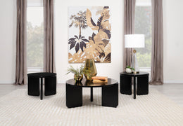 Cordova Solid Wood Coffee and End Table Set Black