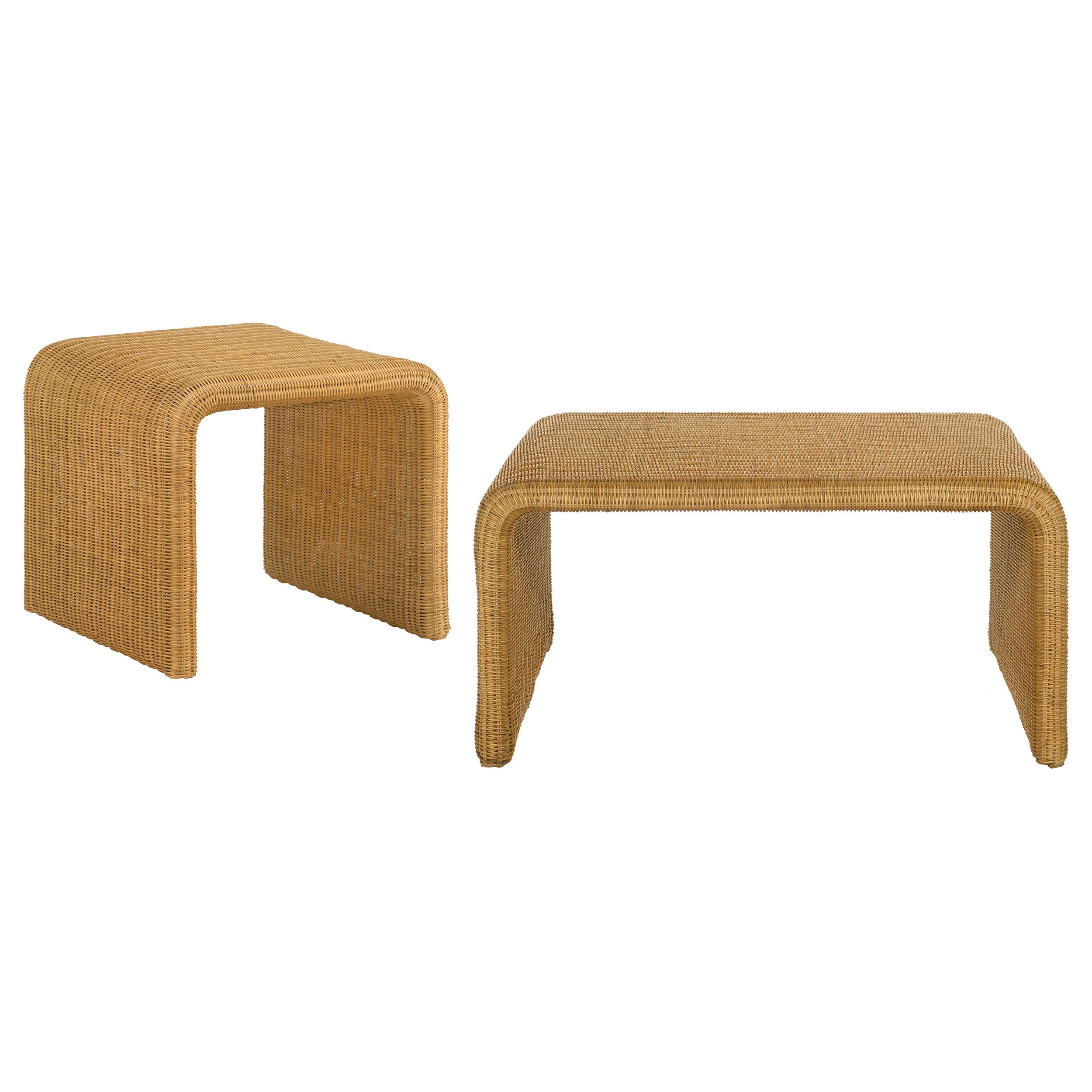 Cahya Rattan Coffee and End Table Set Black