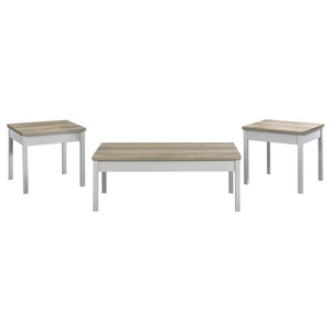 Stacie Coffee Table Set Distressed Pine and White