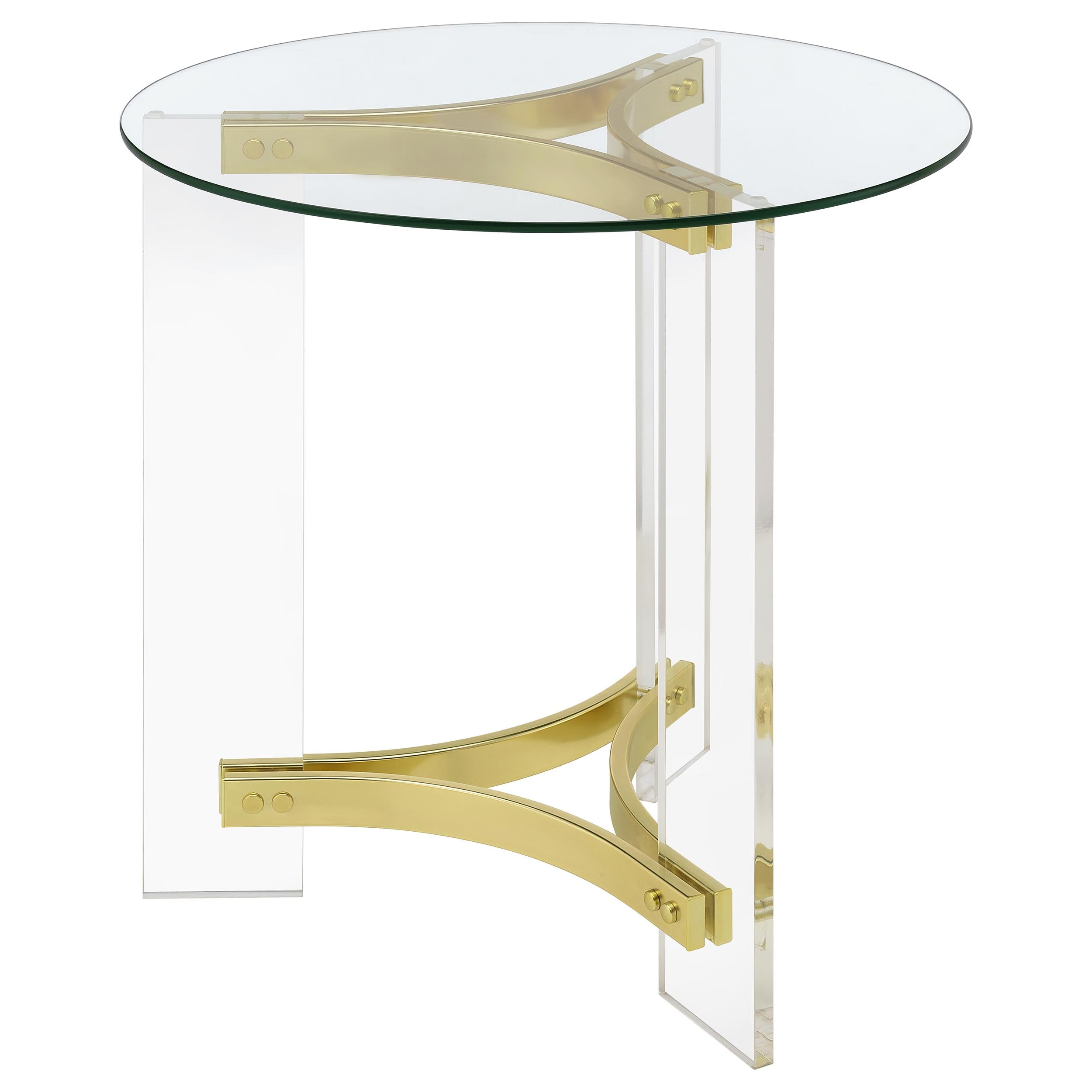 Janessa Acrylic Coffee and End Table Set Matte Brass