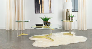 Janessa Acrylic Coffee and End Table Set Matte Brass