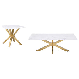 Visalia Faux Marble Coffee and End Table Set White