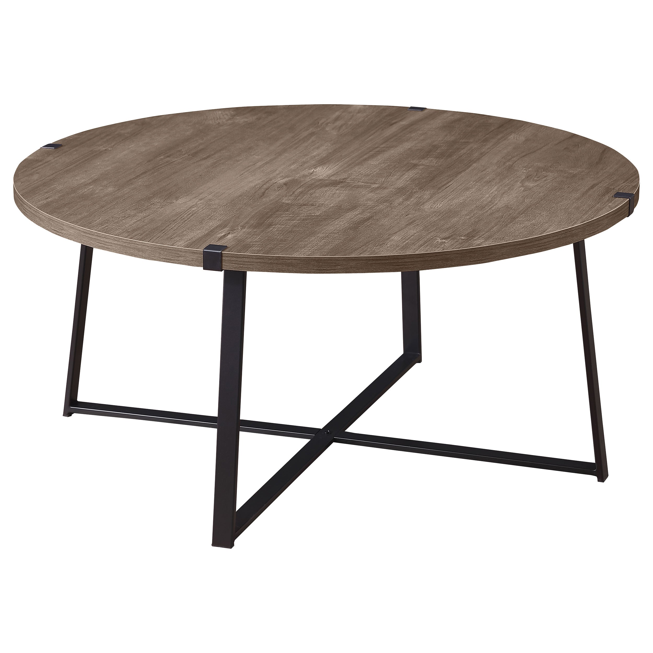 Marcus Round Coffee and End Table Set Light Brown