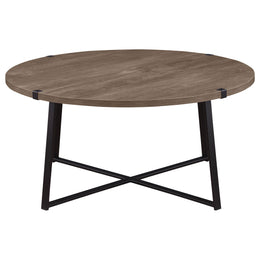 Marcus Round Coffee and End Table Set Light Brown