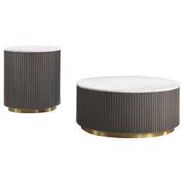 Jason Round Marble Coffee and End Table Set White