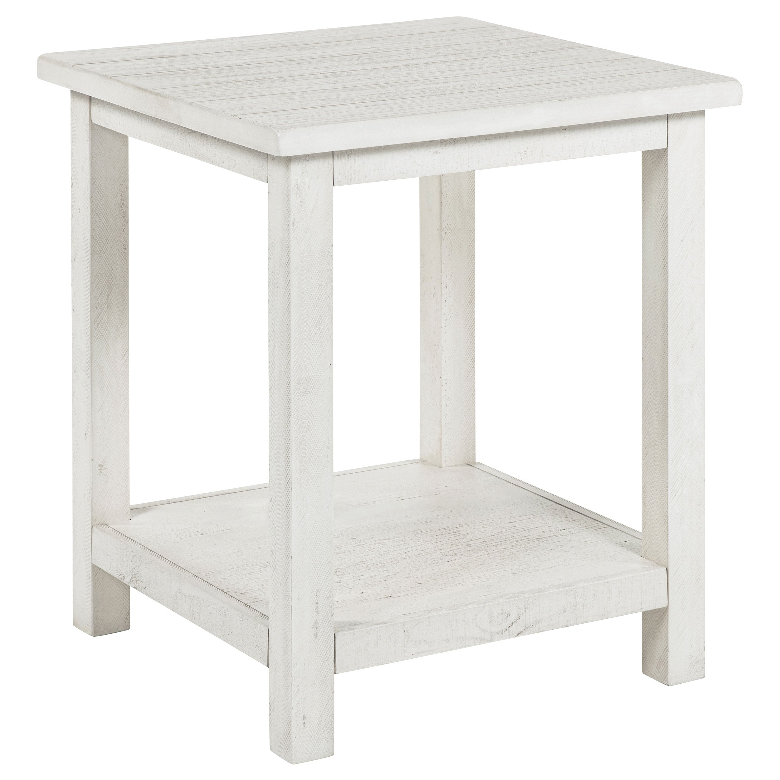 Payne Wood End Table with Shelf Distressed Brown
