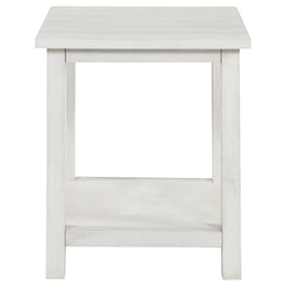 Payne Wood End Table with Shelf Distressed Brown