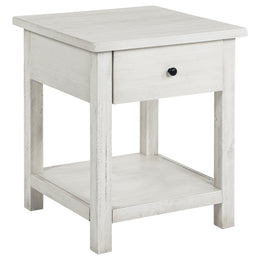 Payne 1-drawer Wood End Table with Shelf Distressed Brown
