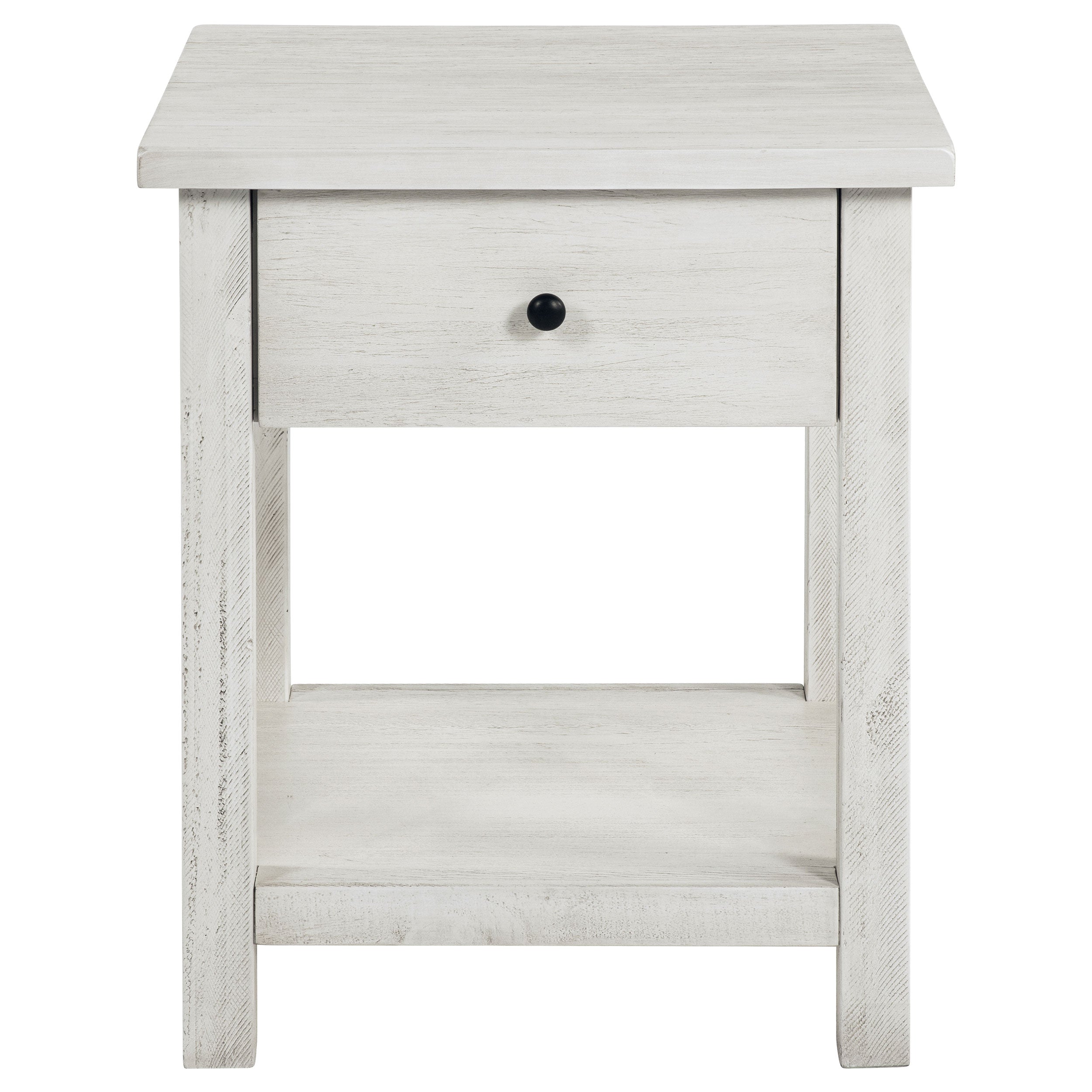Payne 1-drawer Wood End Table with Shelf Distressed Brown