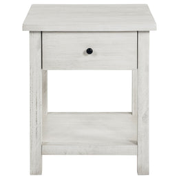 Payne 1-drawer Wood End Table with Shelf Distressed Brown