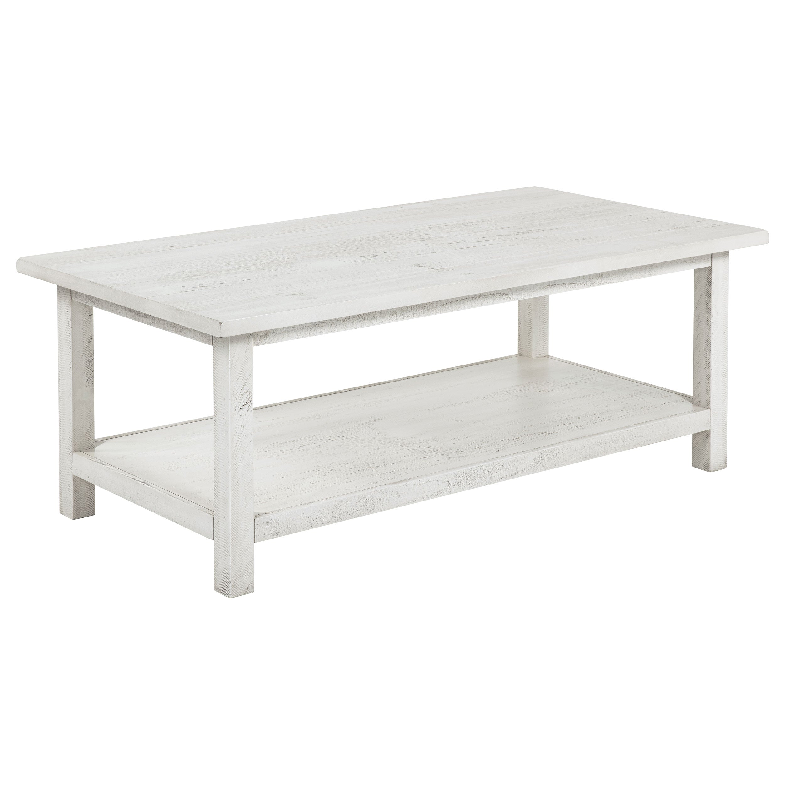 Payne Wood Coffee Table with Shelf Distressed Brown