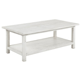 Payne Wood Coffee Table with Shelf Distressed Brown