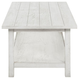 Payne Wood Coffee Table with Shelf Distressed Brown