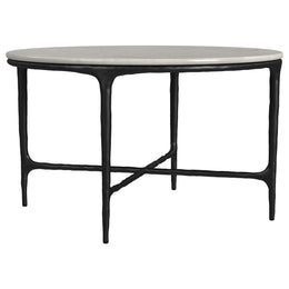Hermas Round Marble Coffee and End Table Set White