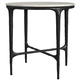 Hermas Round Marble Coffee and End Table Set White