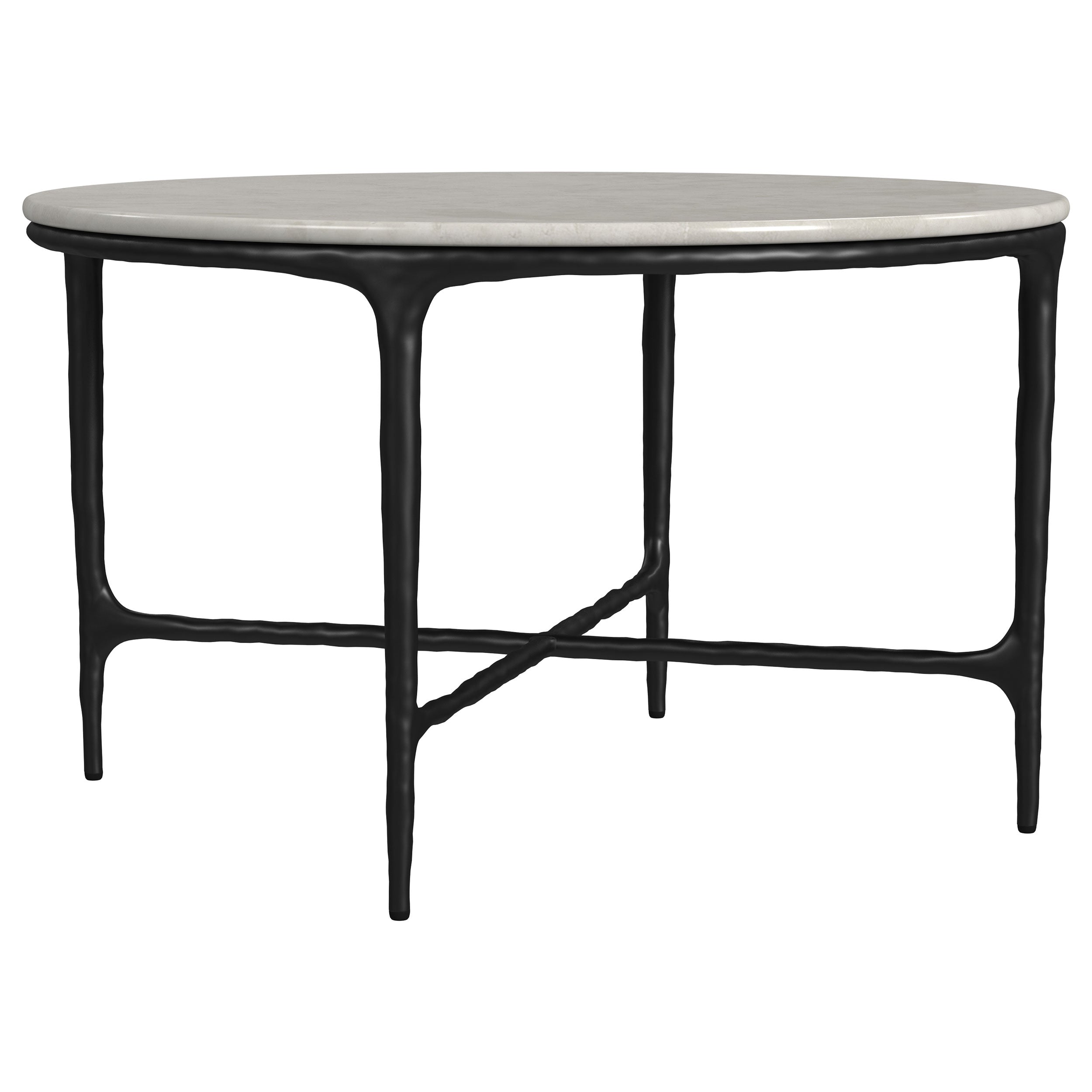 Hermas Round Marble Coffee and End Table Set White