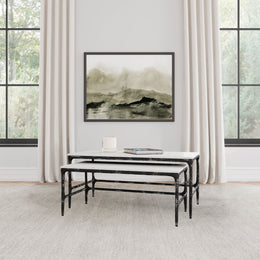 Ebby Genuine Marble Top Nesting Coffee Tables White
