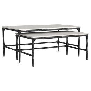 Ebby Genuine Marble Top Nesting Coffee Tables White