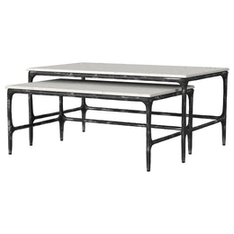 Ebby Genuine Marble Top Nesting Coffee Tables White