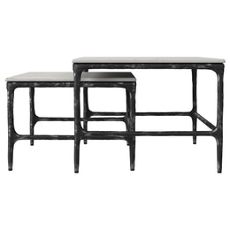 Ebby Genuine Marble Top Nesting Coffee Tables White