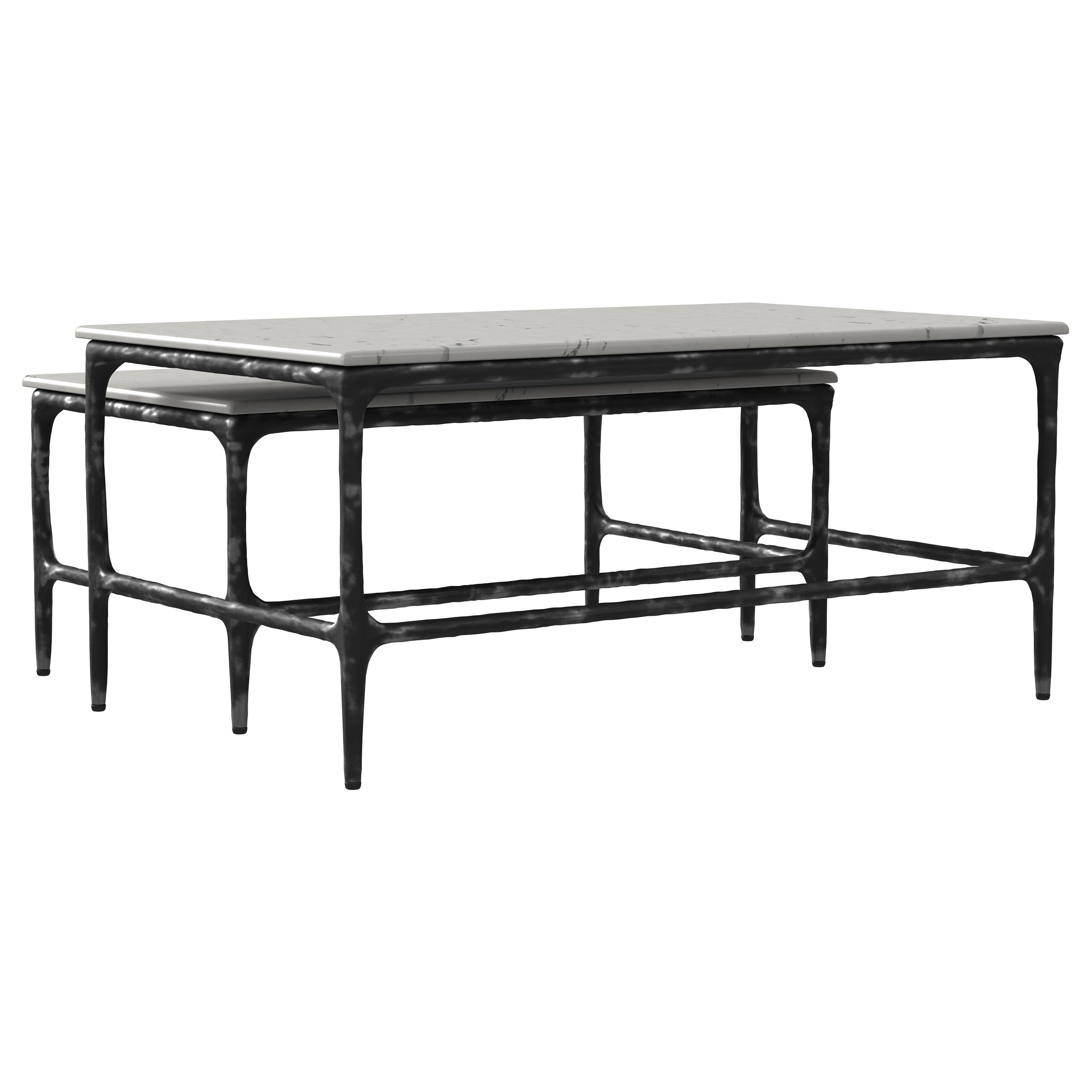 Ebby Genuine Marble Top Nesting Coffee Tables White