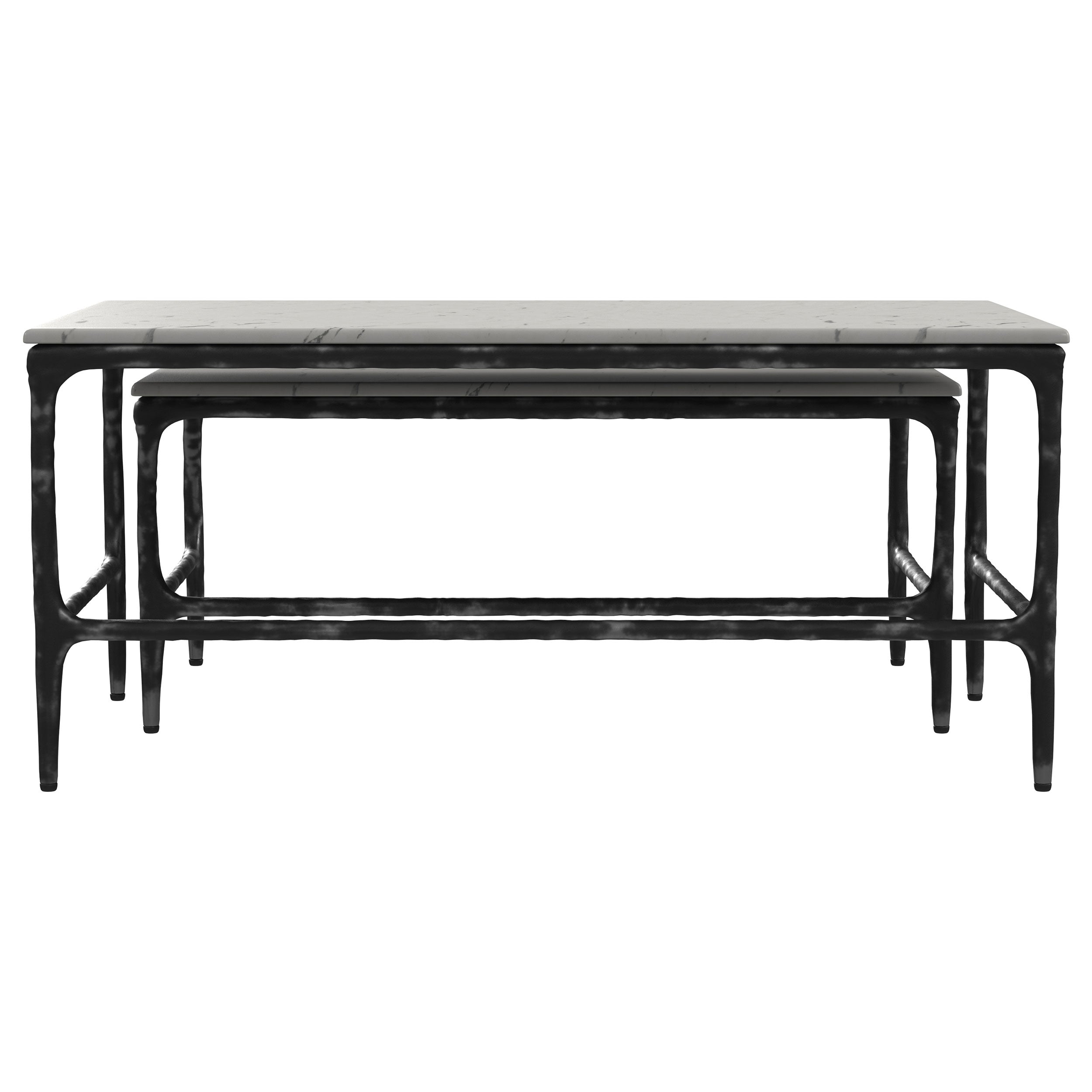 Ebby Genuine Marble Top Nesting Coffee Tables White