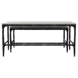 Ebby Genuine Marble Top Nesting Coffee Tables White