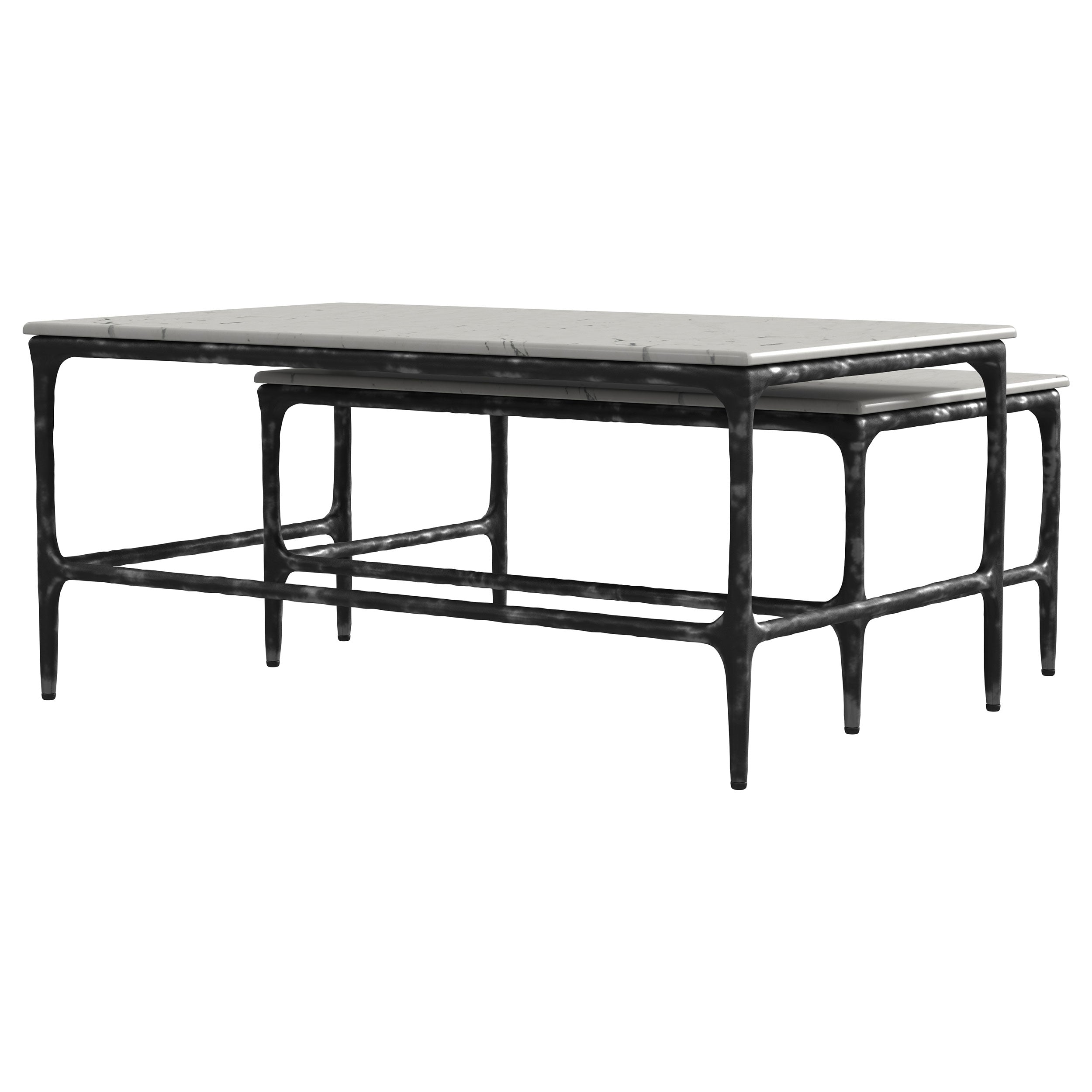 Ebby Genuine Marble Top Nesting Coffee Tables White