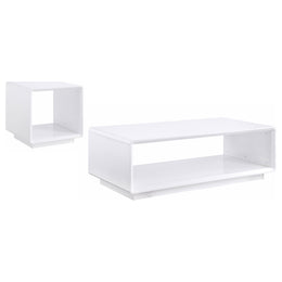 Paseo Coffee and End Table Set White High Gloss