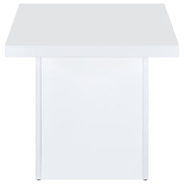 Devar Square Engineered Wood Side End Table White High Gloss