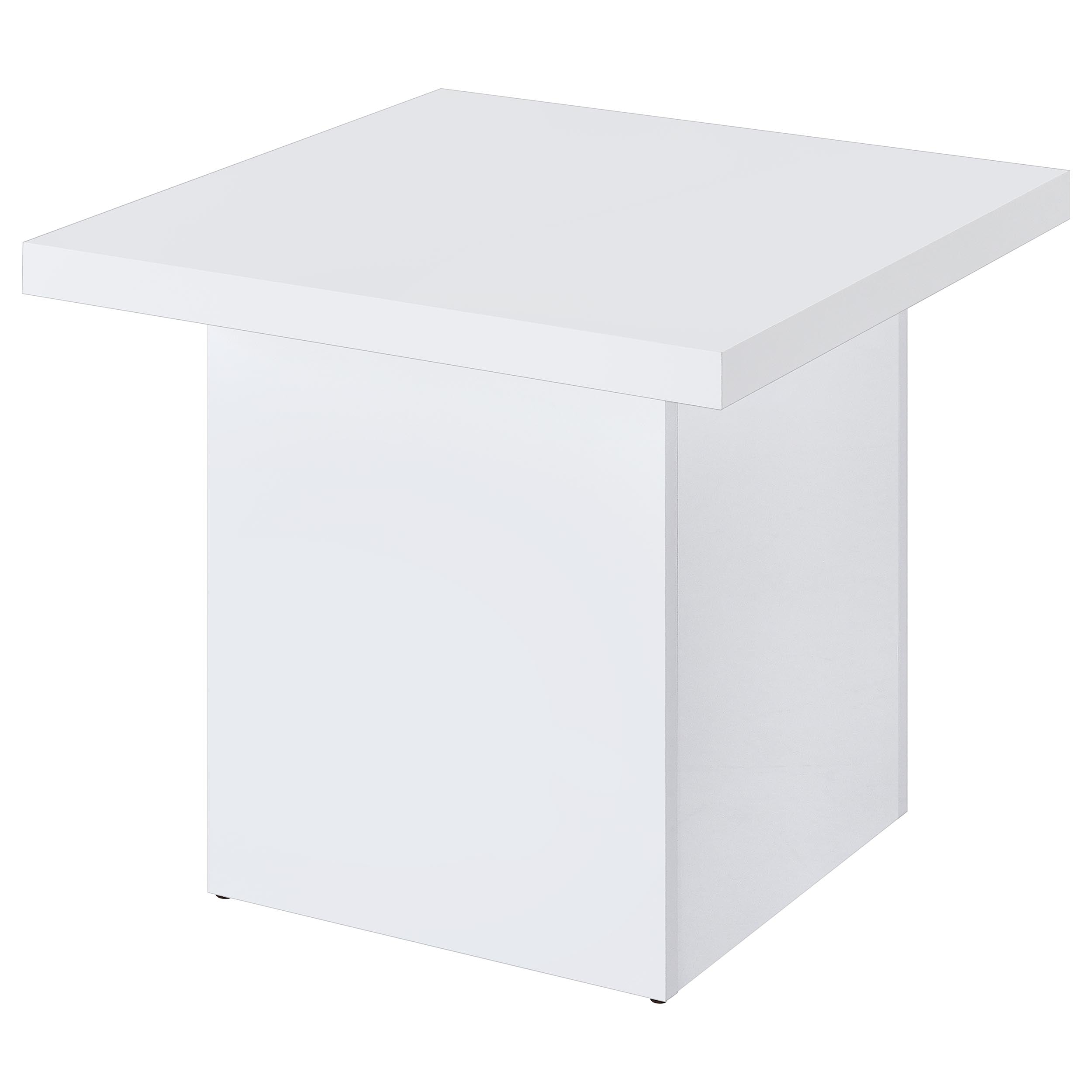 Devar Square Coffee End Table Set White High Gloss